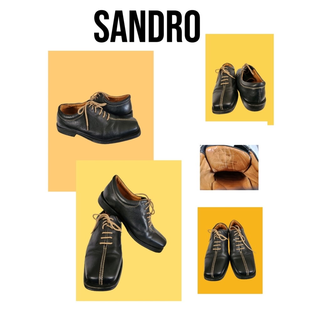 SANDRO BLACK LEATHER COMFORT WALK OXFORDS SIZE 10D